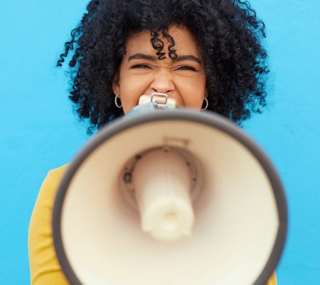 woman with magaphone